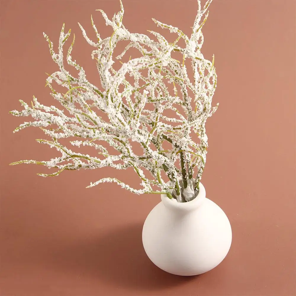 6/12Pcs Party Multifunction Scrapbooking Christmas Decor Simulation White Grass Snow Pine Branch Artificial Plants Fake Flowers