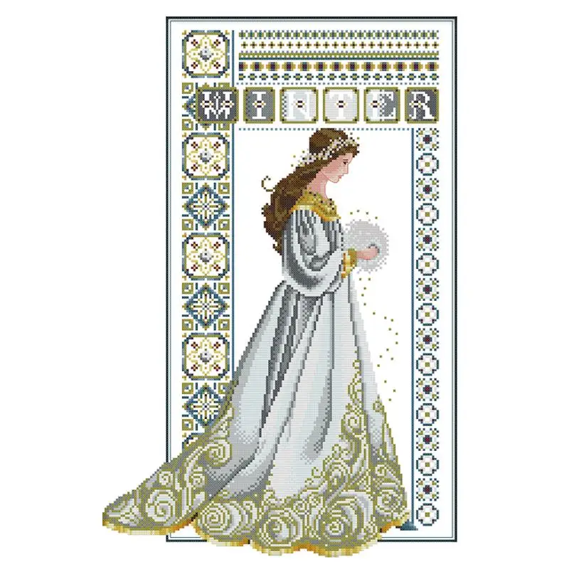 Bridal With Bouquet Character Counted Cross Stitch Kit 16CT 14CT 11CT White Printed Canvas Fabric Embroidery Set DIY Home Decor