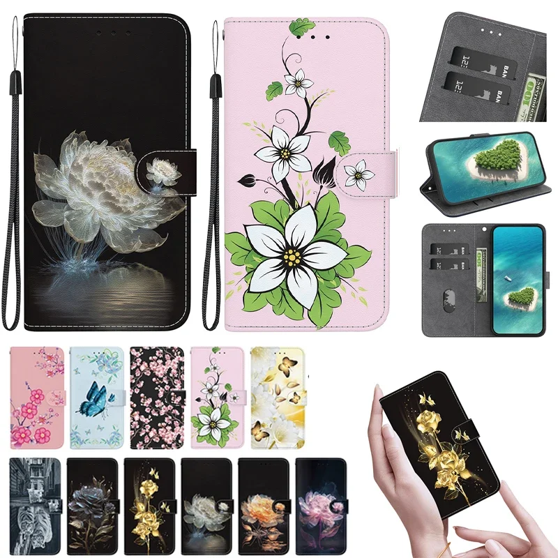 

Stand Flip Wallet Case For Realme 12 Pro Plus 11 5G 10 11X realme 12 5g 10 4G realme 10 Pro Cartoon Painted Protect Phone Cover