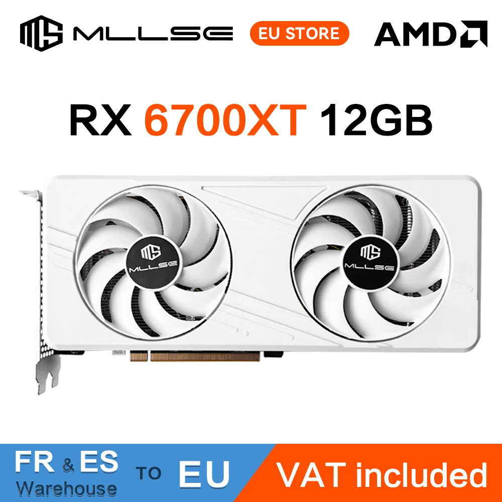 Carte vidéo de jeu MLLSE RX 6700XT 12 Go GDDR6 192 bits PCI-E 4.0 x16 6+8 broches AMD Radeon GPU rx 6700xt