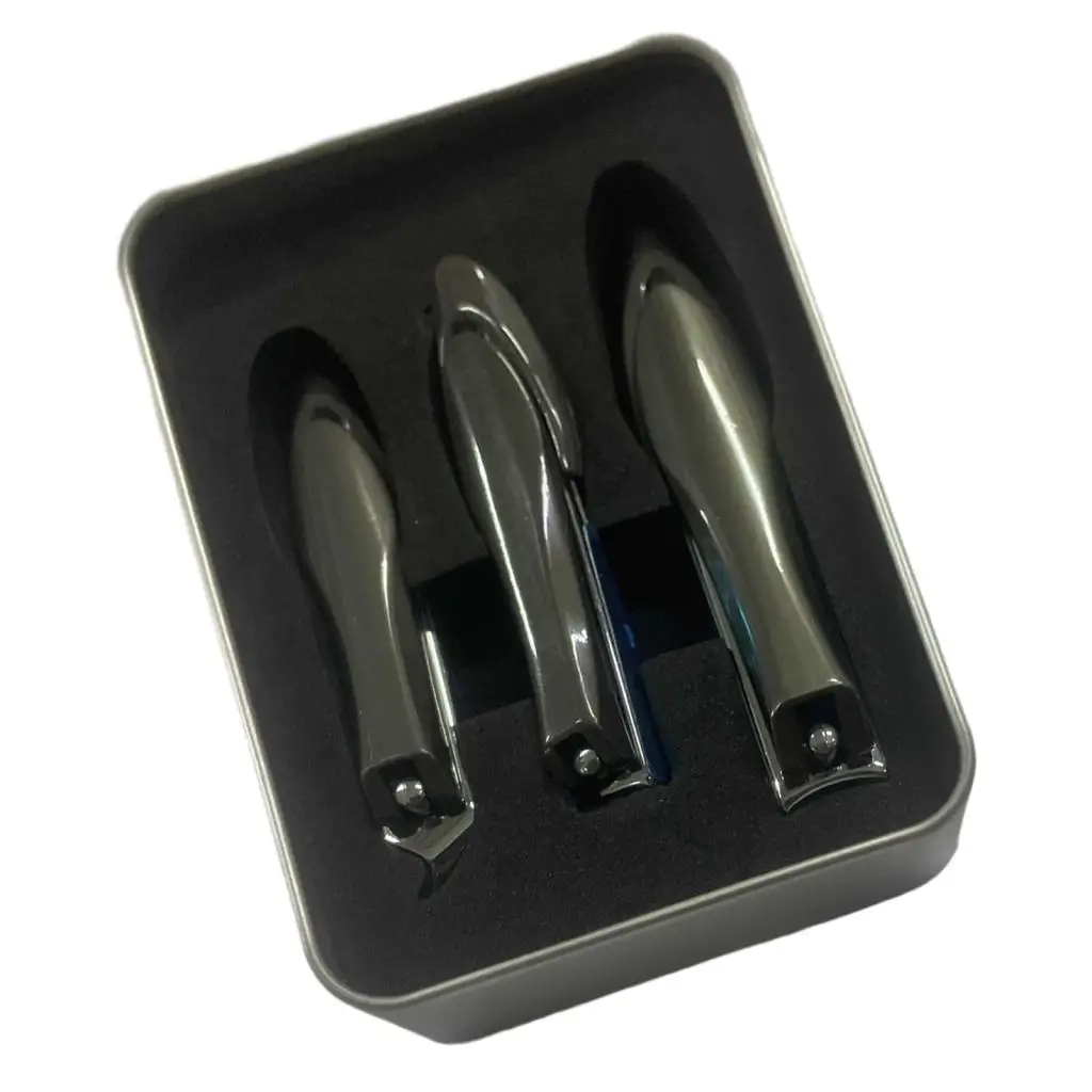 3x 爪切りアンチスプラッシュポータブルメタルボックス付き防水便利な足の爪