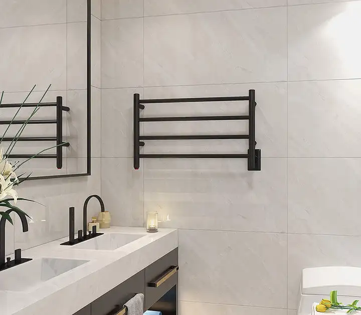 

eu-Modern Design Professional Hardwired Waterproof Towel Warmer Wall Mounted Electric Towel Warmer with Timer#