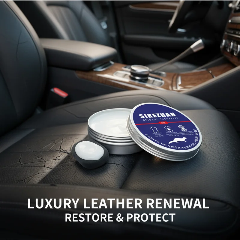 Premium Car Leather Seat Conditioner – Natural Mink Oil Cream, Restore Shine, Prevent Cracks and Protect Auto Interior Leather