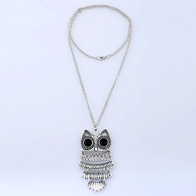 Vintage Owl Gem Long Sweater Chain Animal Women\'s Accessory Jewelry Pendant