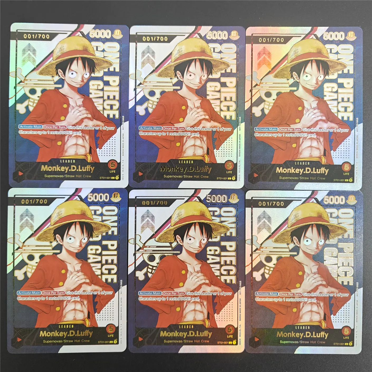 Proxy One Piece Game ST01-001 Monkey.D.Luffy Serial Number Prize Promotion Card TOP PRIZE English Collection Anime Card