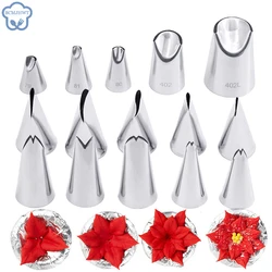 Bicos de aço inoxidável, flor, folhas, rosa, para pastelaria, creme, bolo, fondant, ferramentas de decoração, 5pcs