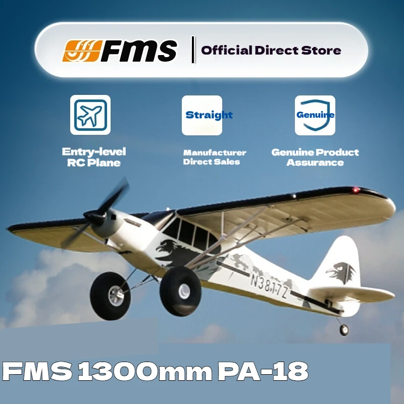 

FMS Model 1300mm Pa-18 Fixed Wing Rc Remote Control Practice Plane Foam Off-Road 6 Channel Airplane Toy