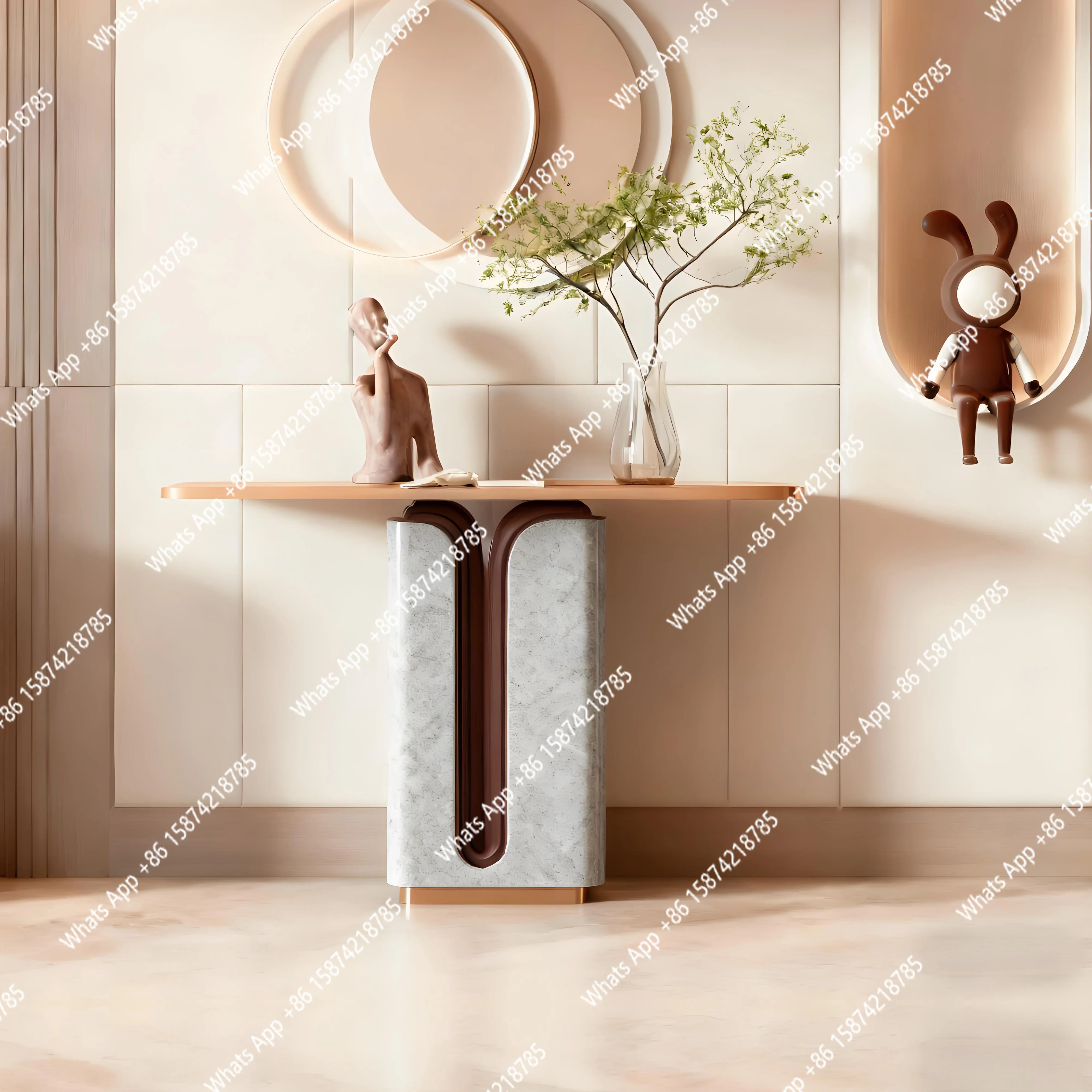 High-end art cabinet, living room partition against the wall, simple light luxury, high-end view table