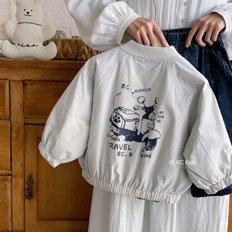 Fashionable children spring clothing boys lightweight jacket student stylish jacket kids trendy brand cartoon jacket breathable