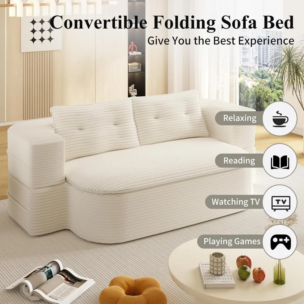 أريكة سرير قابلة للطي 2 في 1، أريكة نوم من قماش سروال قصير، أريكة أرضية قابلة للطي مملوءة بالرغوة مع بطانية متعددة الوظائف #3