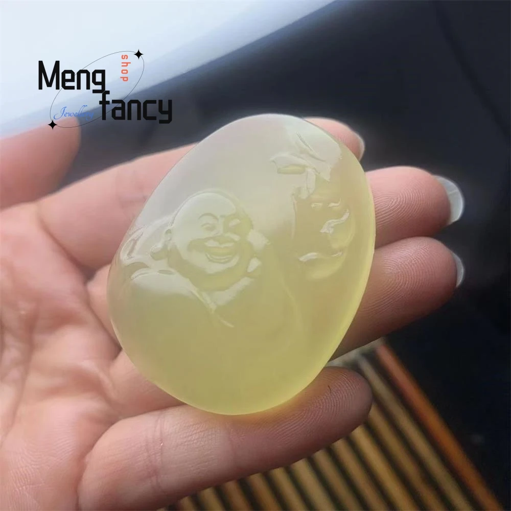 Natural Hetian Jade Pink Light Green Maitreya Buddha Pendant exquisite elegant simple high-grade Fashion Jewelry Holiday Gifts