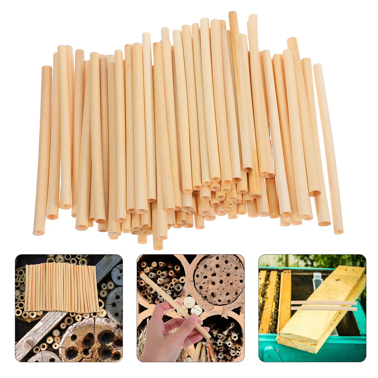100Pcs Natural Reed Bee Tubes efillable Prop Straws Disposable Reed Beekeepers Process For Beehives Refill Houses And Supplies