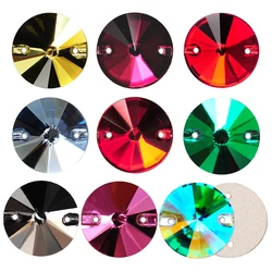 6A Colorful Strass Rivoli Round Glass Sew on Rhinestones 8-20mm Sewing Crystal for Bag Garment Shoes Wedding Dress Decoration