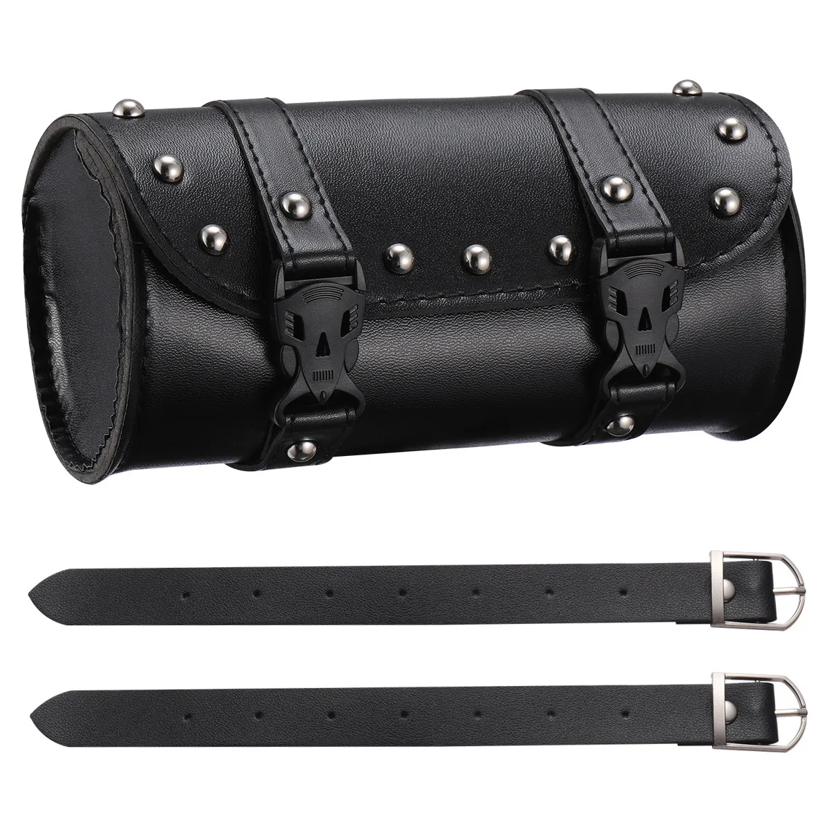 Universal Motorcycle Saddlebag Black Waterproof Synthetic Tool Bag Heavy Duty Storage Mounting Straps Motorcycle Luggage