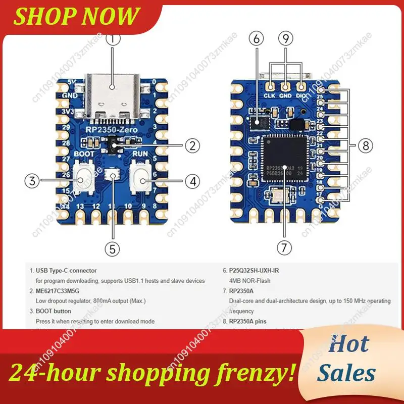 Daily Sale 2X RP2350-Zero Mini Development Board Mikrocontroller Development Board basierend auf Raspberry Pi