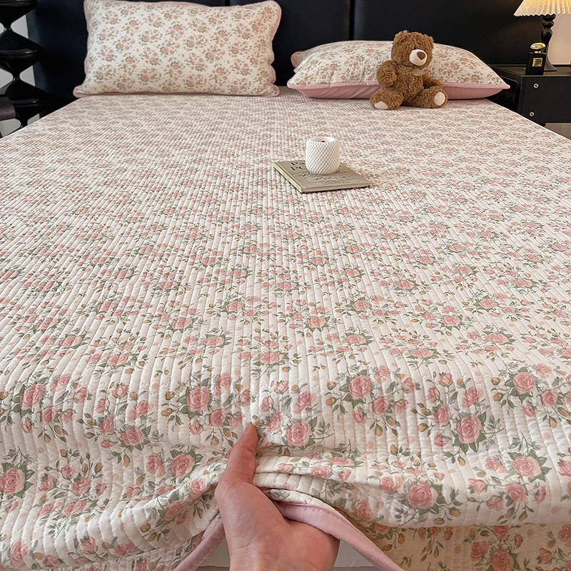 1pc Flower Printed Bedspread for Beds Single/Queen/King Size Bed Cover Quilted Thicken Bedsheet Skin-friendly Mattress Blanket