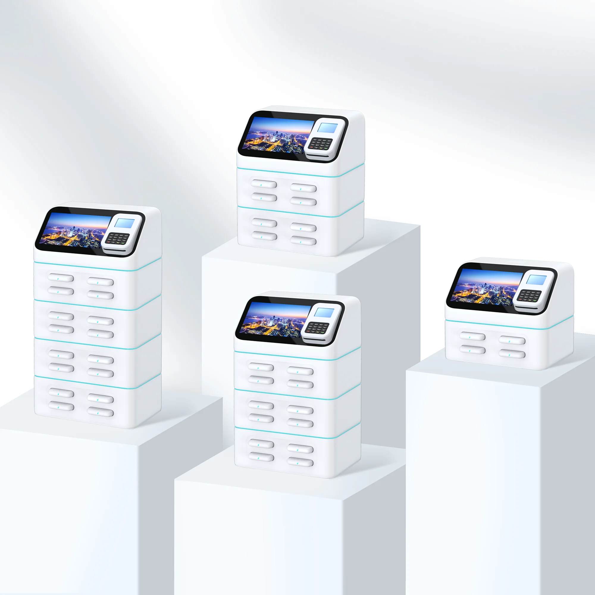 Fast Charging 4/8/12/16 Slot Portable Power Bank Station with Screen and Location