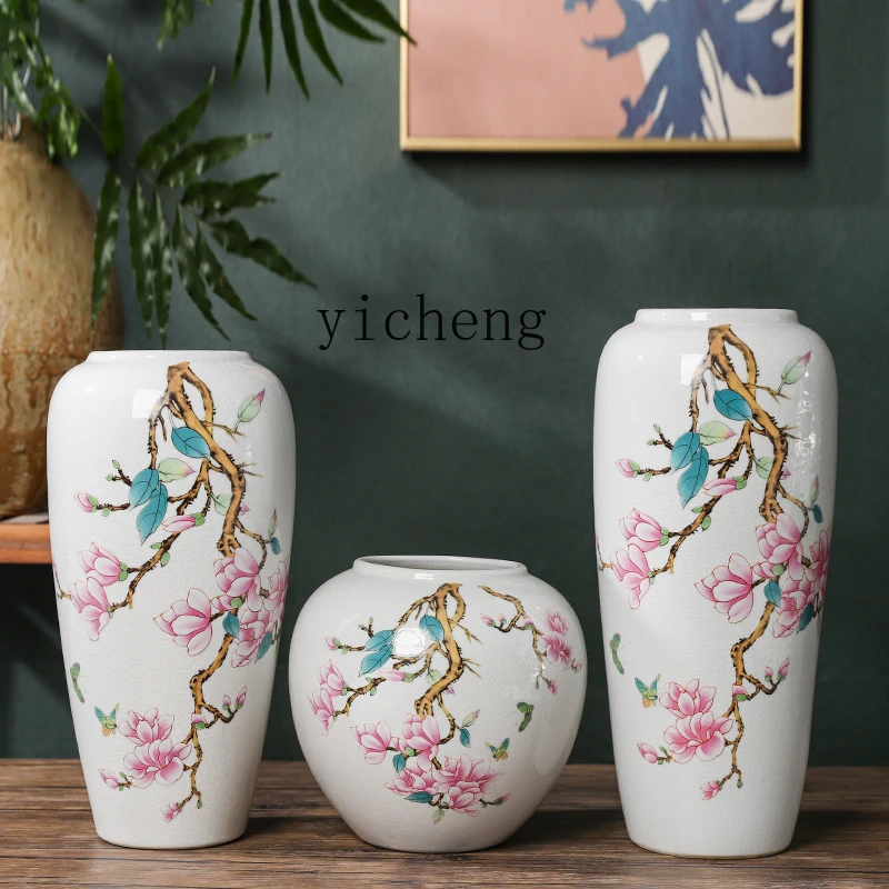 

TQH High-Sensitivity Aesthetic Ceramic Hydroponic Vase Radish Style Home Decoration Ornament Chinese Style Ice Crack Vase