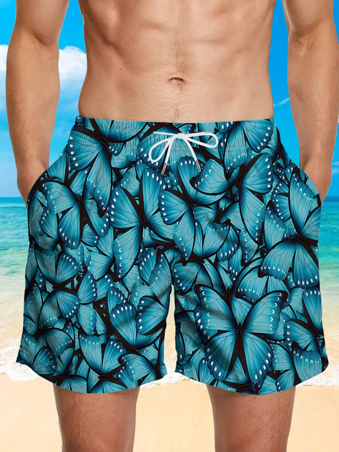

Casual Lounge Beach Shorts Men Full Digital Print Skin-friendly Polyester Trunks