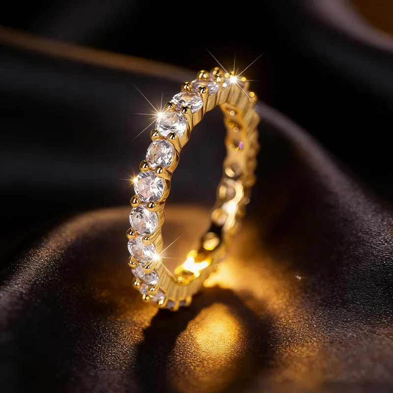 Cross-border European, American and American gypsy zircon ring ring light luxury group setting whole ring simulation diamond