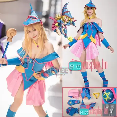 UETEEY Yu-gen-Oh Anime! Yu Gi Oh Karanlık Büyücü Kız Cosplay Kostüm Peruk Kadın Seksi Elbise Şapka Kıyafet Cadılar Bayramı Yol Oynamak Kostüm