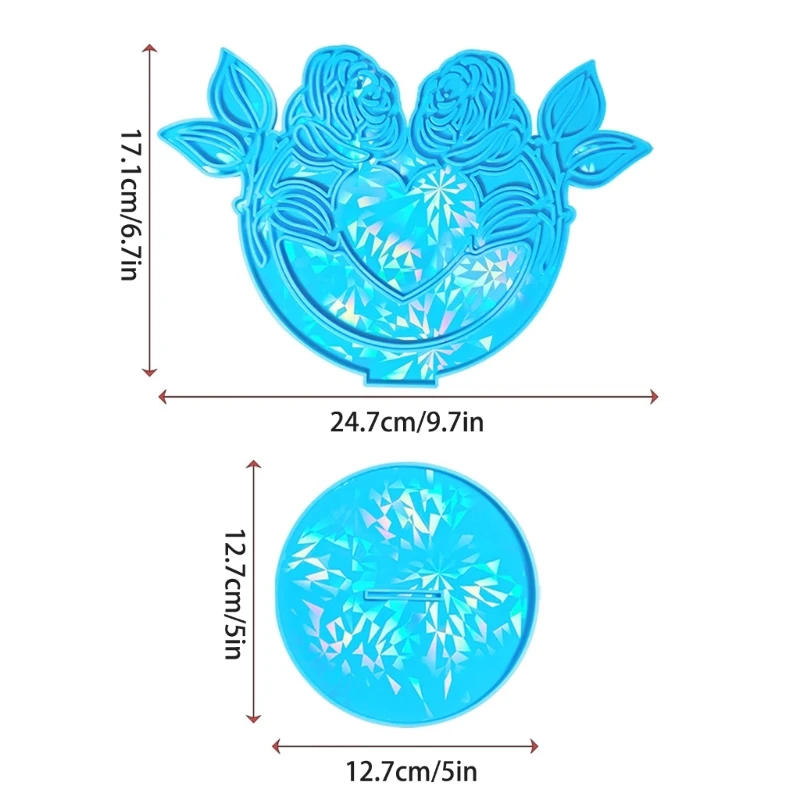 Rose Heart Shaped Photo Frame Silicone Mold DIY Crystal Love Ornament Mold with Base Epoxy Resin Casting Crafts Drop shipping