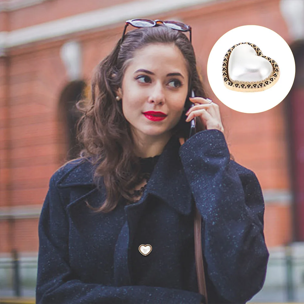 

10Pcs Heart Shape Pearl Decorative Buttons Alloy Buttons for Sweaters Cardigans Clothing DIY Accessories Sewing Button