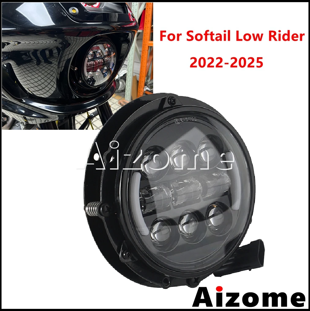 

5-3/4" LED Headlamp w/Ring Mounting Bracket For Harley Softail Low Rider ST Motorcycle Projection Headlight Turn Signals Lamps