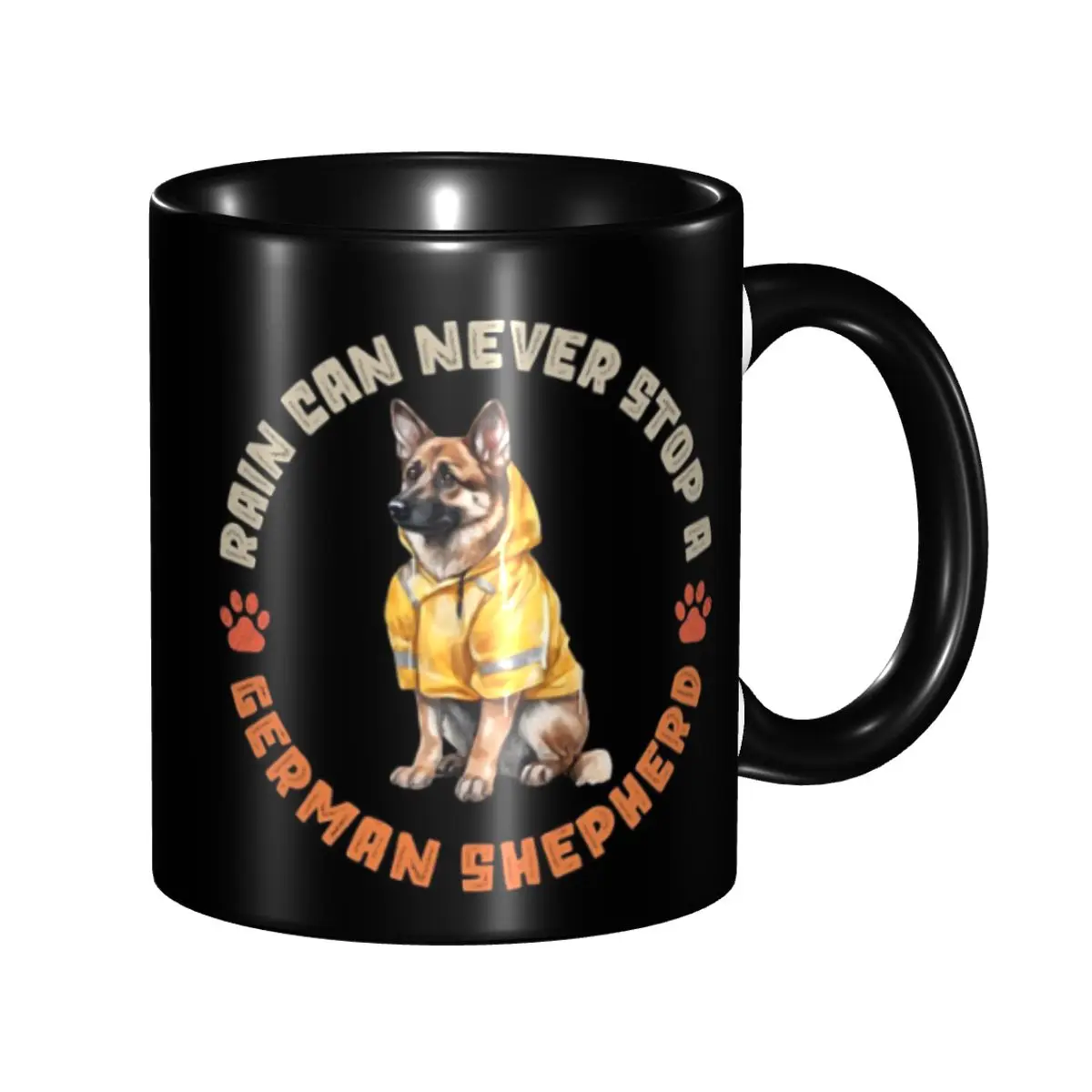 

German Shepherd Raincoat Watercolor Wolf Dog Yellow Trench Coat Mug Funny Ceramic Coffee Cups Tea Mugs Milk Cup Drinkware Gift
