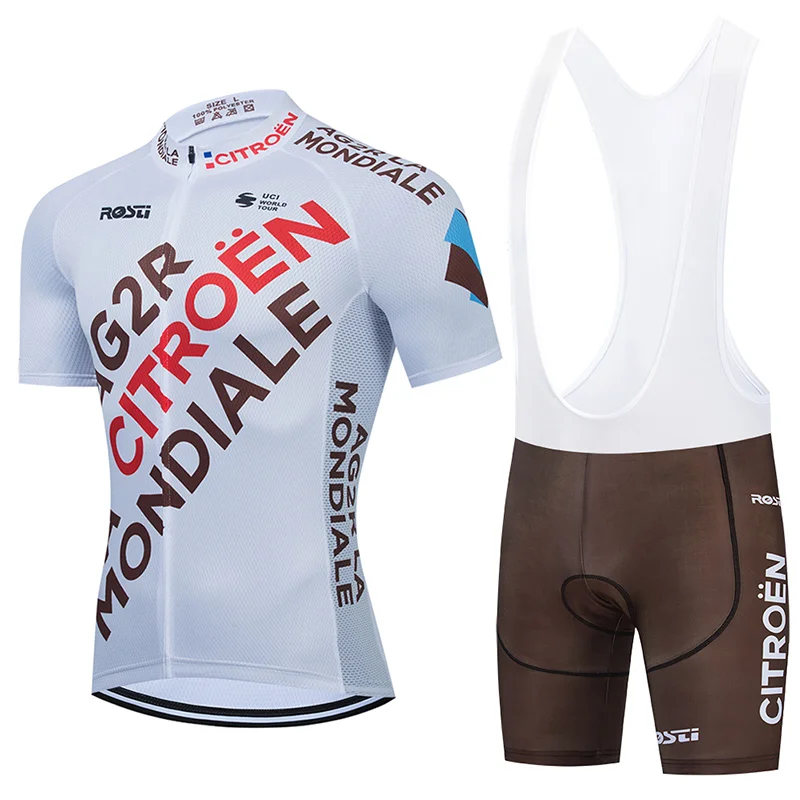 Team AG2R Cycling Jerseys 20D Bib Short Set MTB Maillot France Mountain Bike Jersey Bicycle Clothing Summer Quick Dry Men's Suit