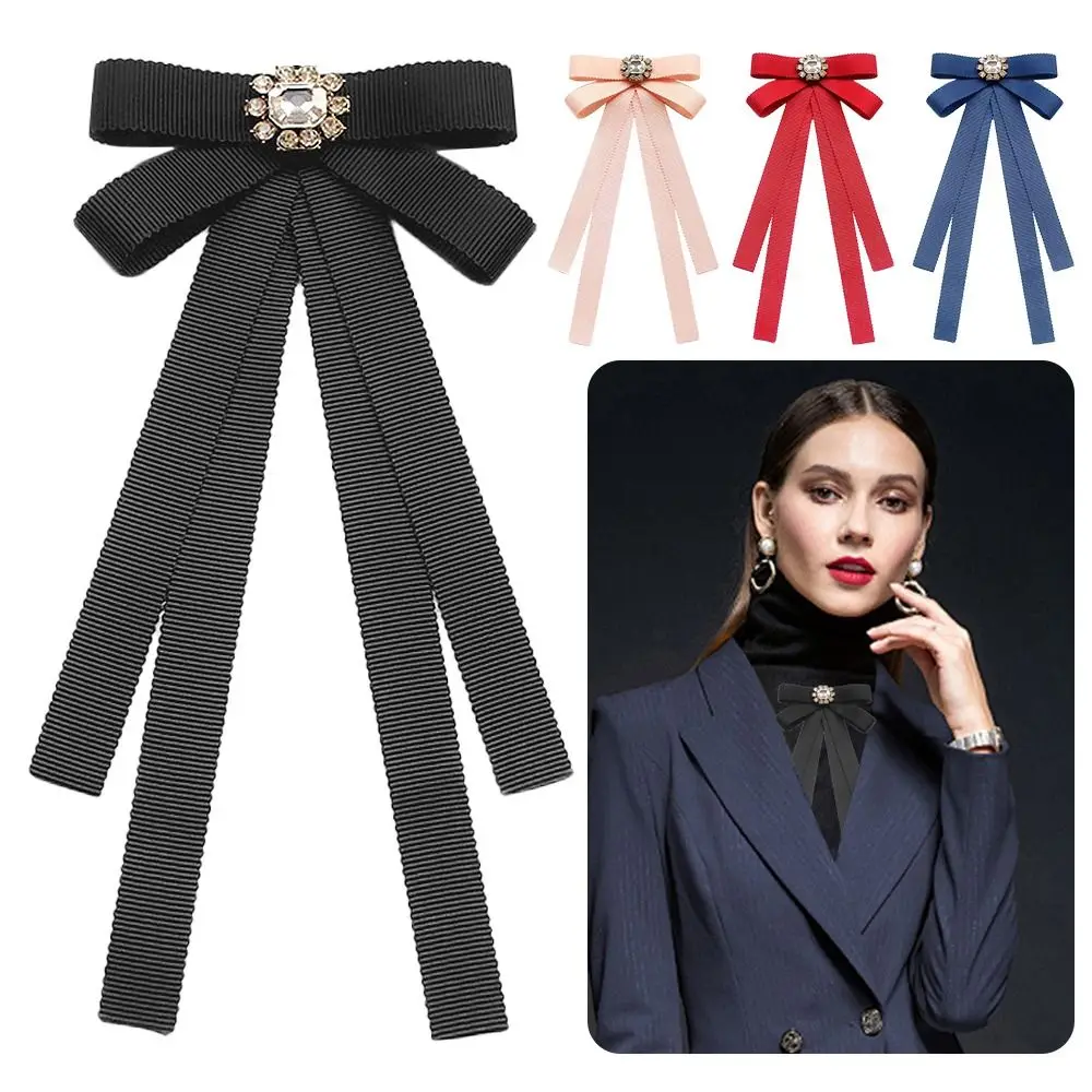 College Style Butterfly Knot Adjustable Elastic Band Solid Color Ribbon Diamond Bowtie Simple Slim Business Dress Collar Flower