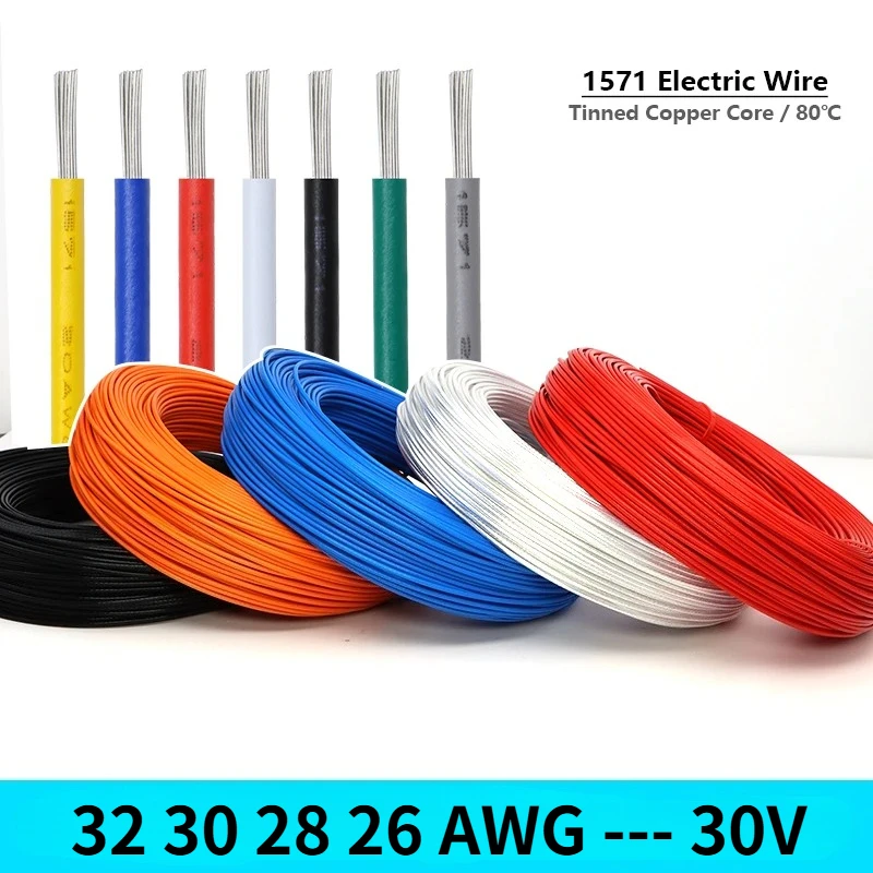 5M-200M UL1571 Electronic Wire 32 30 28 26 AWG Flexible Cable PVC Insulated Tin-plated Copper Environmental LED Line DIY Cord