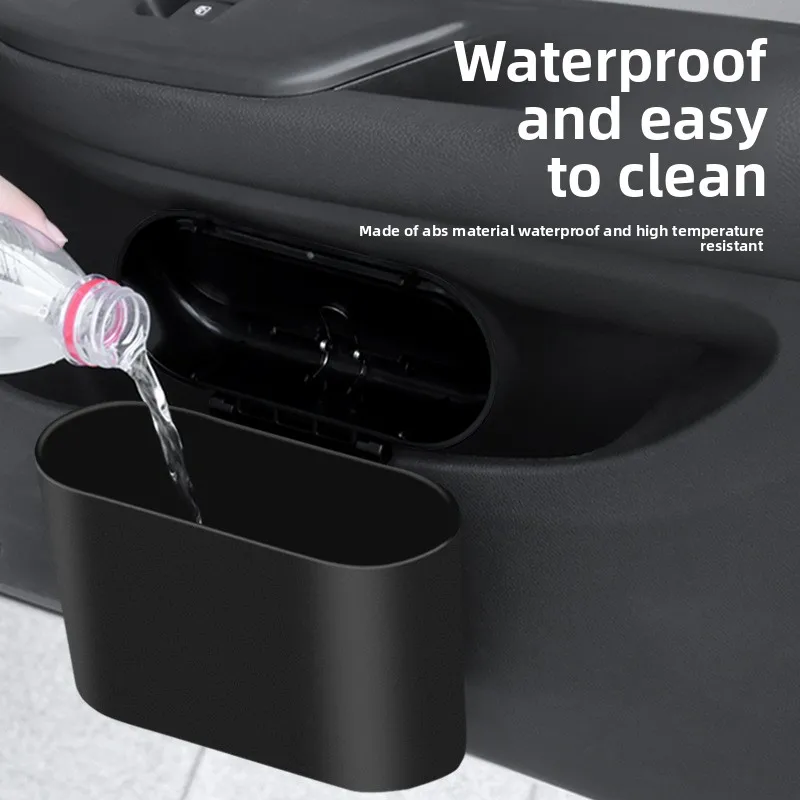 For Honda Vezel RU Fit/Jazz GK 2014~2020 Car Trash Bin Black Plastic Square Pressing Case With Lid Hanging Trash Can Accessories