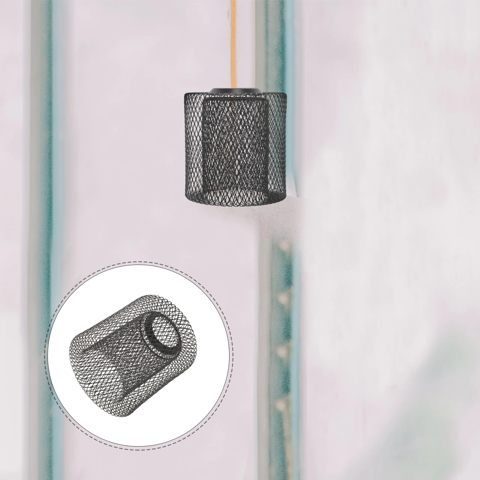 

Black Mesh Metal Lampshade 100x120 Cylinder Modern Farmhouse Light Cover for Home Bar Restaurant Pendant Lamps Reusable