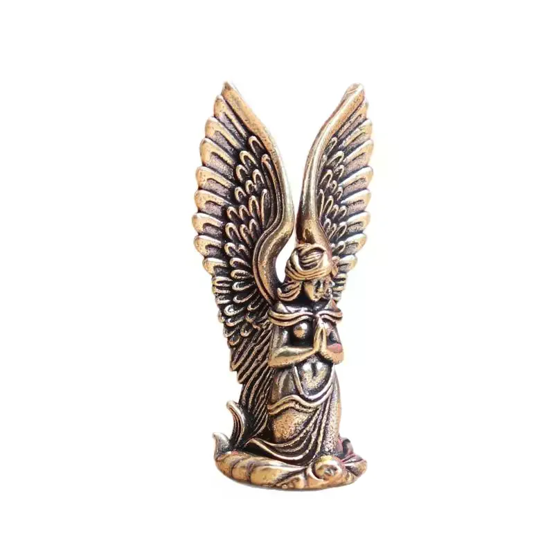【New】1Pcs Home Decor Ornament Brass Goddess Guardian Angel Small Statue Characters Miniatures Figurines Desk Decoration Crafts view 5