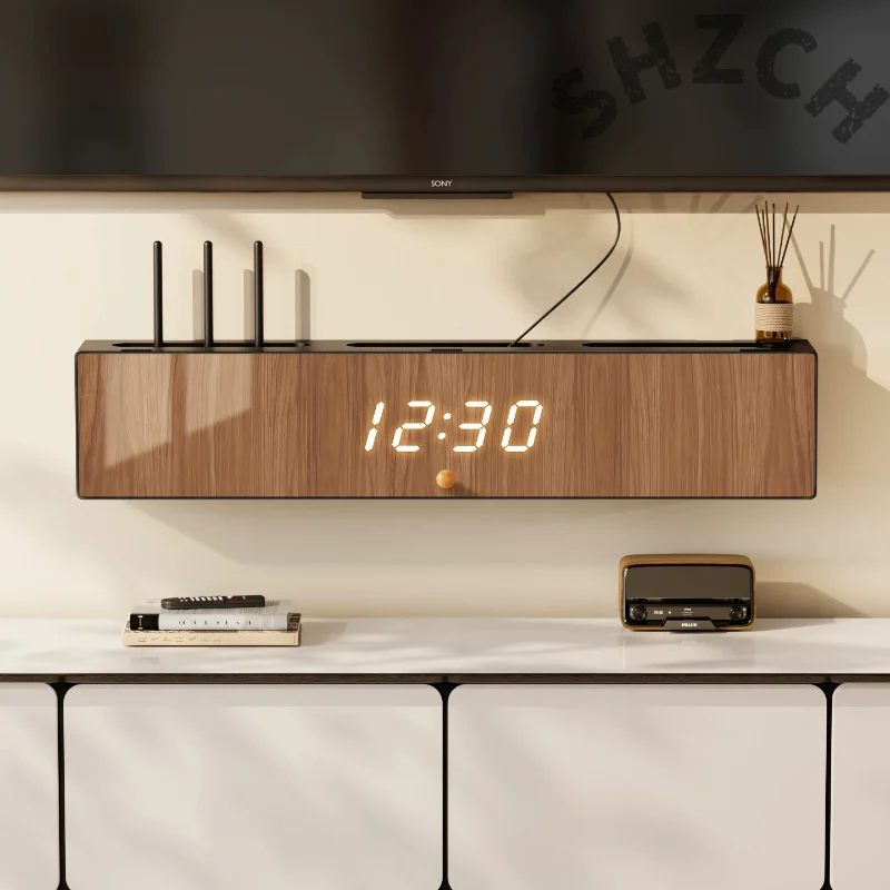 Mid-Century Modern Router Concealment Box – No-Drill Top-Mount WiFi Cable Organizer for TV Stands
