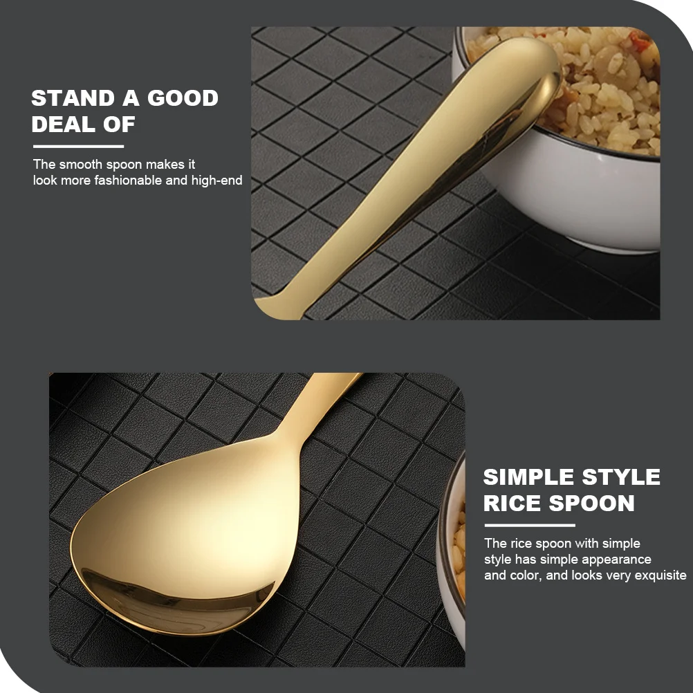 

Stainless Steel Rice Spoon Simple Style Home Kitchen Tableware Cooking Spatula Meal Spoon Household Restaurant Use