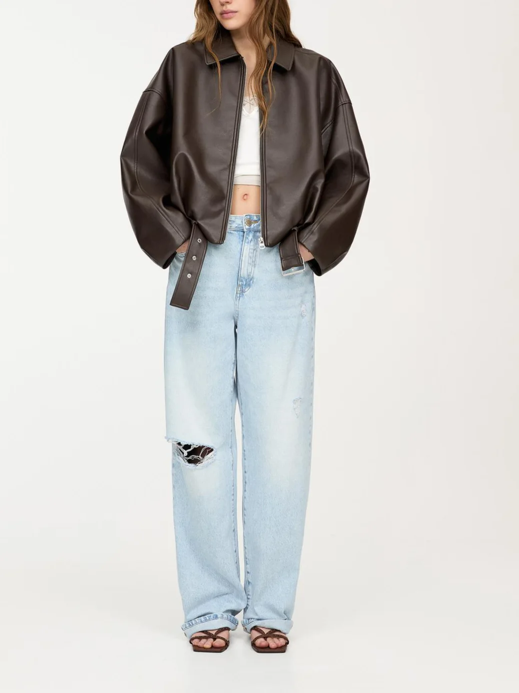 

Куртки-бомберы женские осенние сетчатые сращенные с круглым вырезом и рюшами с оборками на шнурке в консервативном стиле хипстерская карнавальная клубная одежда уникальная одежда для отдыха