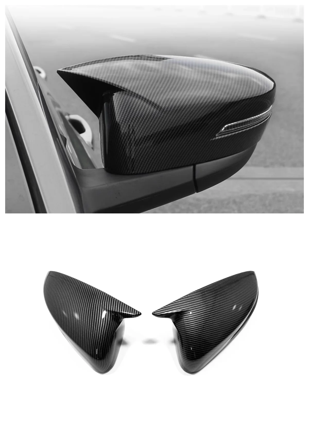 

Suitable for GAC Trumpchi EMPOW55 2021 2022 2023 ox horn Rearview Mirror ABS decoration Auto Parts carbon fibre Bright black