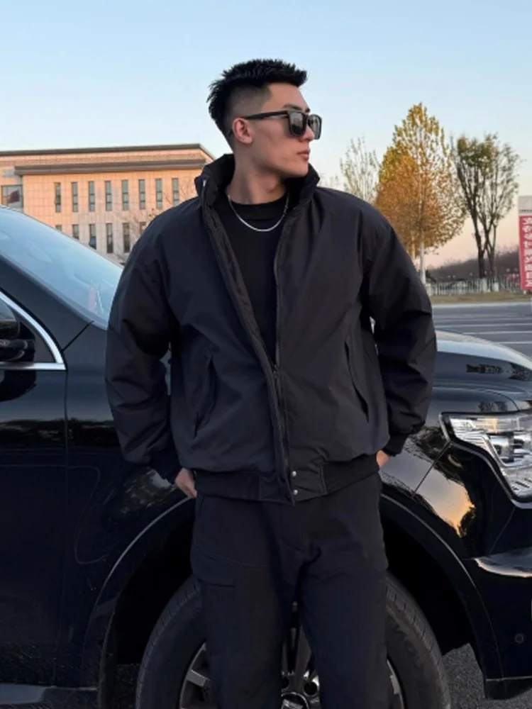 

Bla ort Cotton Jaet Baseball Sle Thiened Stand Collar Winter Har Man Windbreaker Youth Faion Warm Outerwear