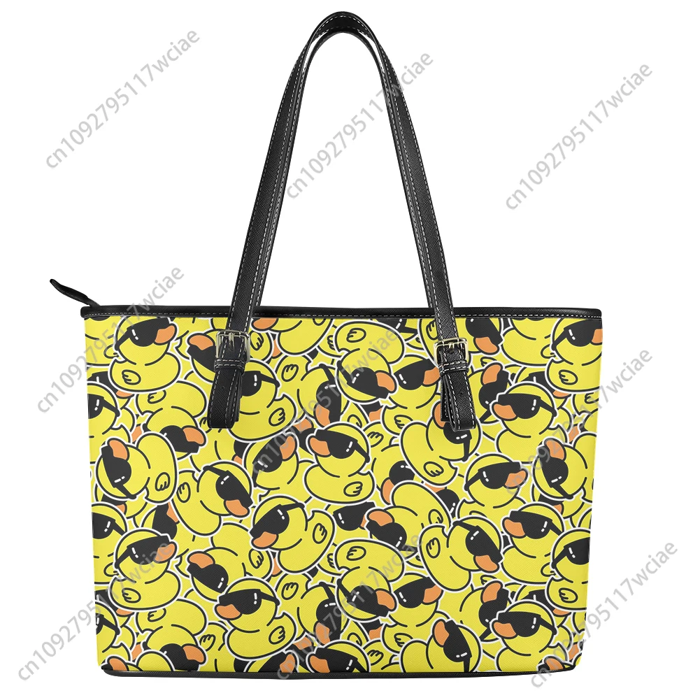 

Cool Yellow Duck print pattern Custom Handbag Womens Mens Personalized Tote Bag Shoulder Bag Business Leather Purse Travel Bag