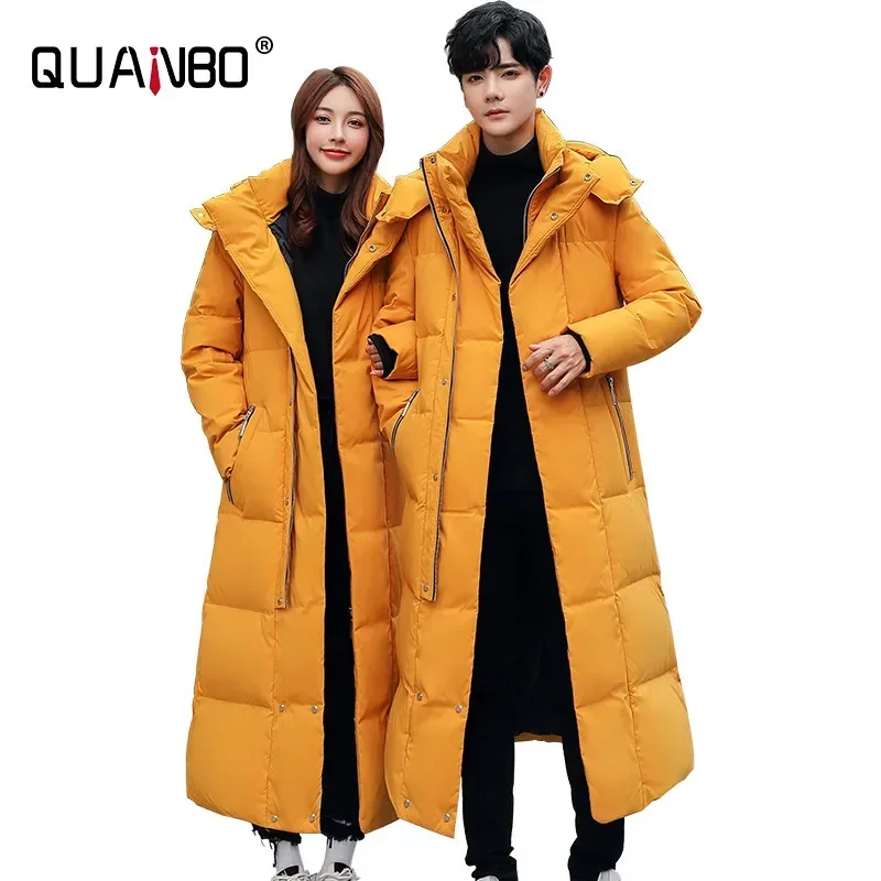 2024 New Coed Winter Cold resistant Down Jacket -30 High Quality Men's Women X-Long（Winter) Warm Fashion Brand Red Parkas 5XL