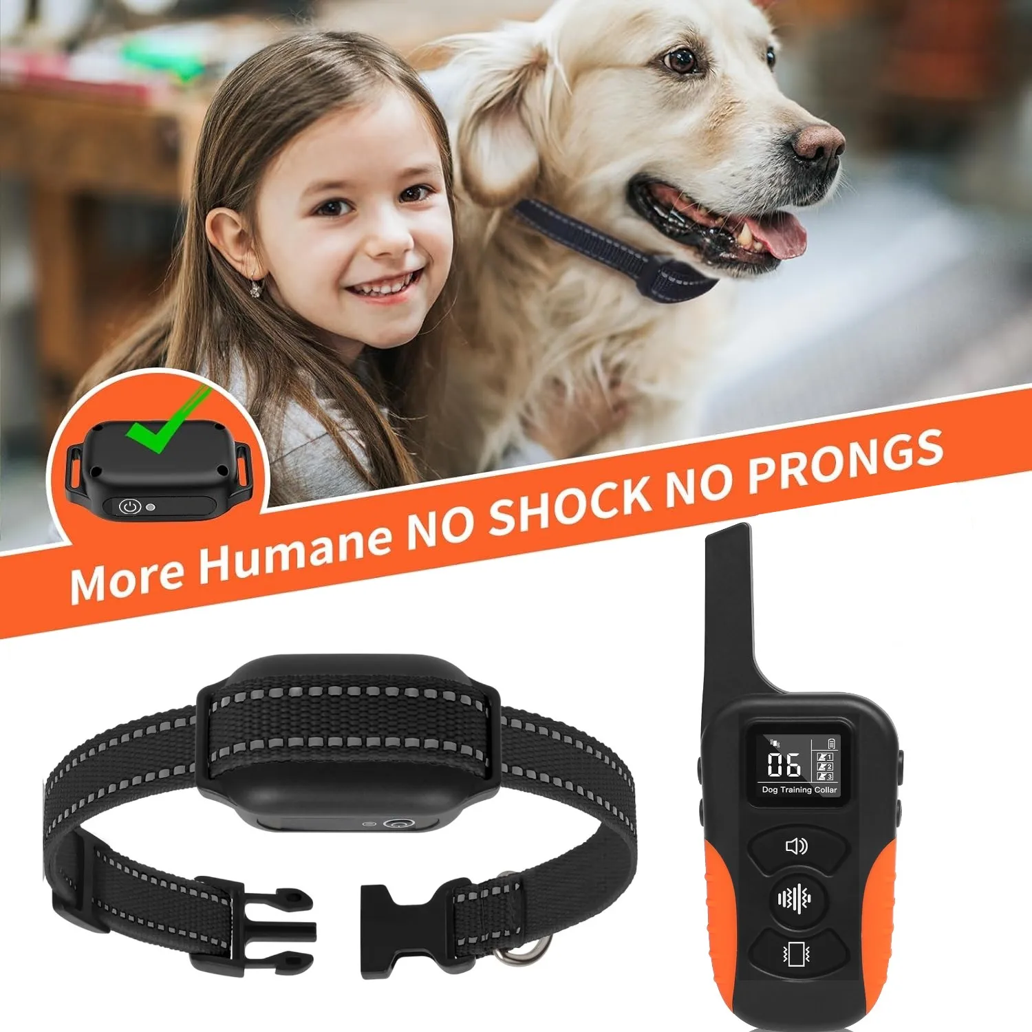 No Shock 3300ft Remote Dog Training Collar Vibrating 9 Tones Strong Vibration IPX7 Waterproof Rechargeable Bark Stop Training