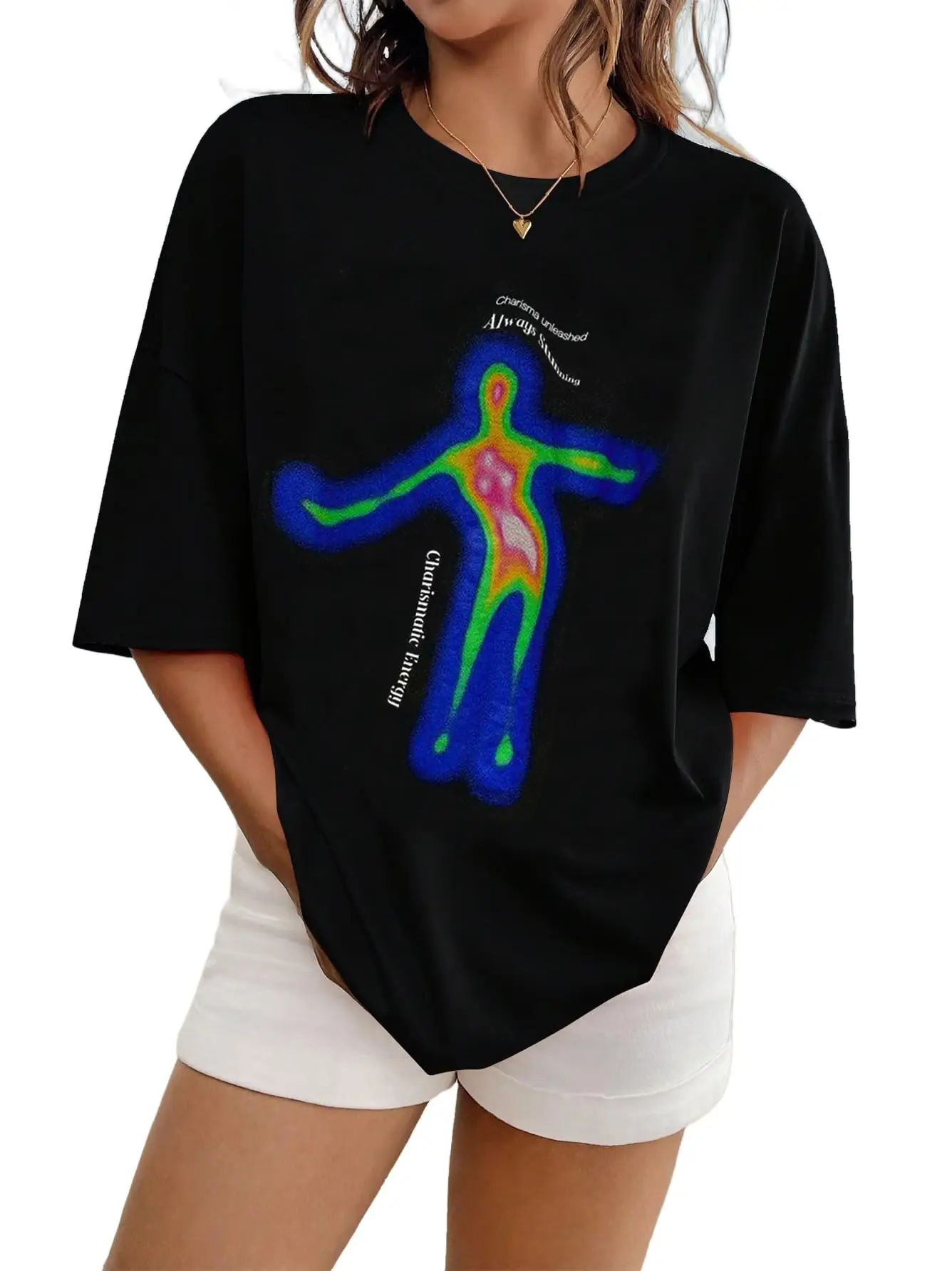 

Нишевая футболка с короткими рукавами и цветными блоками 2025 года для женщин и мужчин, спортивный стиль; Повседневный топ для пар с принтом термоизображений в стиле ретро