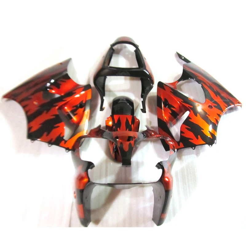 Hot Sale Injection Motorcycle parts for Kawasaki Ninja ZX6R fairing kit 2000 2001 2002 orange flame black set zx6r 00 01 02 YH32