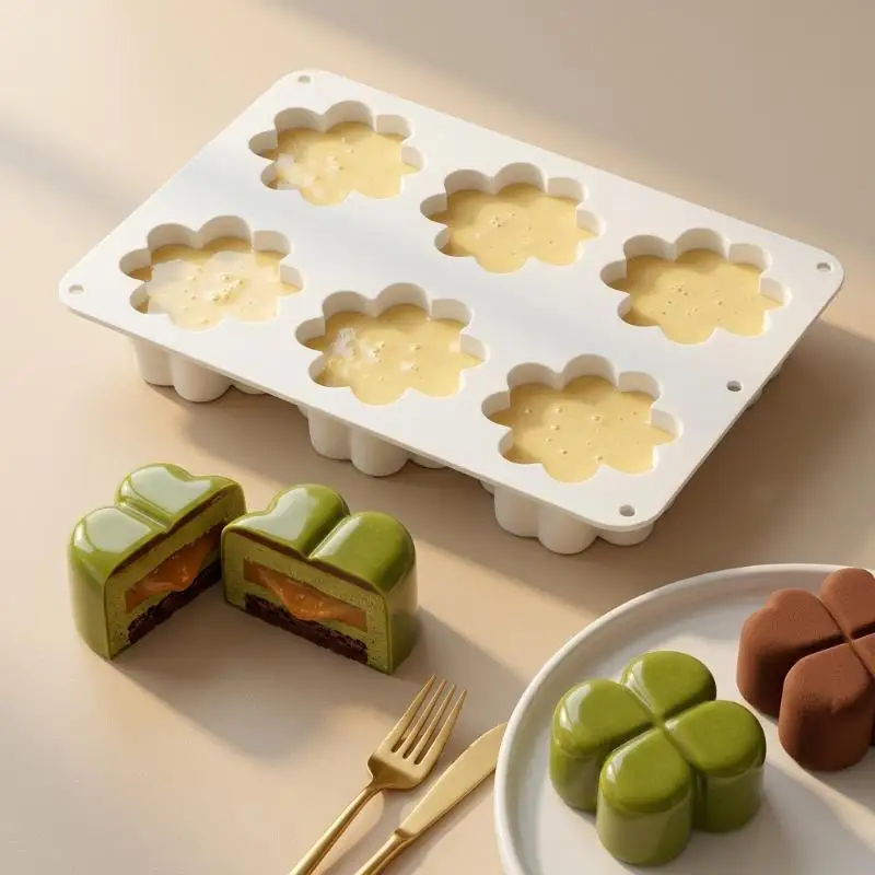 ~Four-leaf Clover Design Silicone Chocolate Mold French Mousse Cake Mould Dessert Baking Tools Kitchen Silicone Bakeware