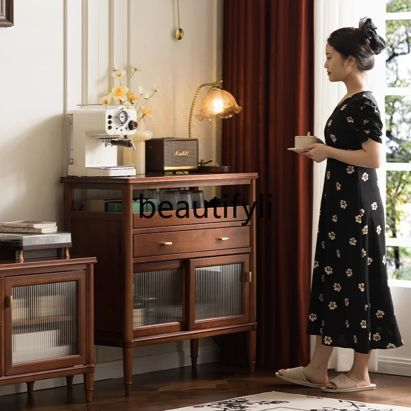 Coffee machine placement, ancient dining side cabinet, all solid wood storage, tea cabinet