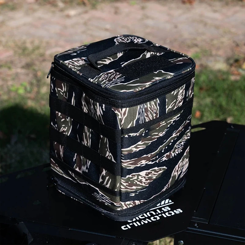 9.8L Tank Stove Canister Pot Carry Bag Tiger Stripes Gas Tank Storage Bag Outdoor Cookware Organizer For Outdoor Hiking