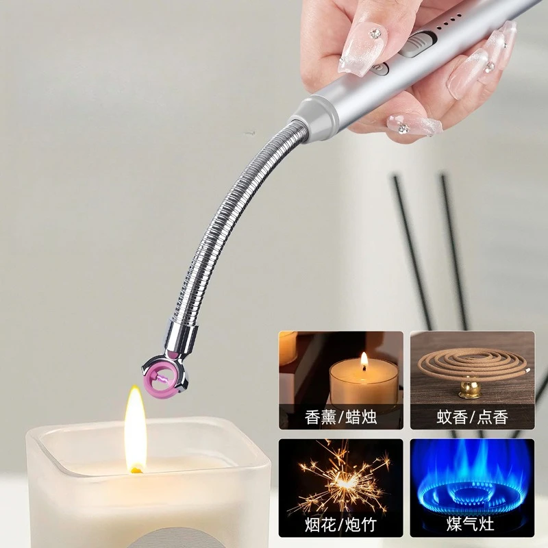 Portable Smart Pulse Igniter Type-C Rechargeable Kitchen Artifact Household Gas Stove Long Handle Electronic Lighter Wholesale