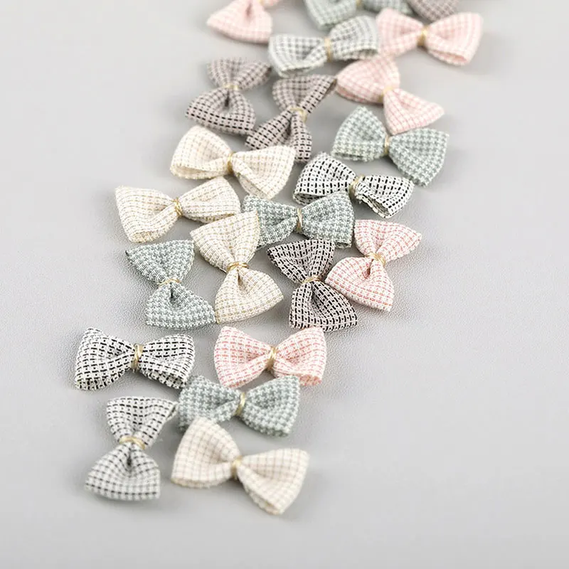 50 Stück kleine Schleifenapplikationen aus kariertem Stoff für DIY-Haarspangen, Kleidung, Schuhe, Hüte, Puppenkleidung, Schleifenaccessoires – Detail 4